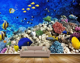 Avikalp MWZ2073 Yellow Blue Fishes Stones Sea Anemone Ocean Water Marine Underwater HD Wallpaper