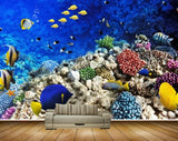 Avikalp MWZ2073 Yellow Blue Fishes Stones Sea Anemone Ocean Water Marine Underwater HD Wallpaper