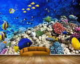 Avikalp MWZ2073 Yellow Blue Fishes Stones Sea Anemone Ocean Water Marine Underwater HD Wallpaper