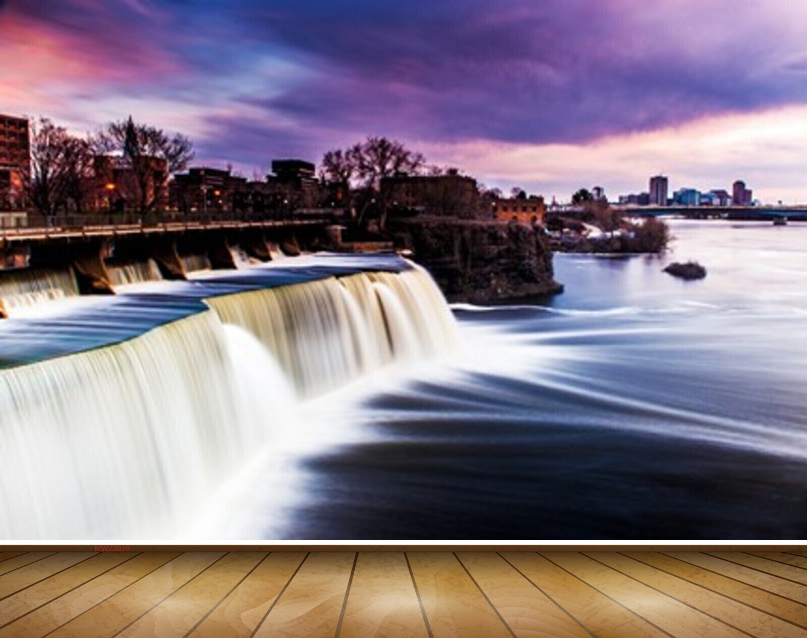 Avikalp MWZ2079 Waterfall City Clouds River Skyline HD Wallpaper