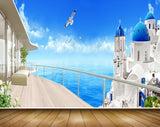 Avikalp MWZ2083 Santorini Greece Birds Water Balcony HD Wallpaper