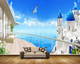 Avikalp MWZ2083 Santorini Greece Birds Water Balcony HD Wallpaper