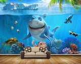 Avikalp MWZ2086 Smiling Shark Fishes Water Icerberg Underwater Ocean Turtle Tortoise Octopus HD Wallpaper