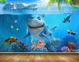 Avikalp MWZ2086 Smiling Shark Fishes Water Icerberg Underwater Ocean Turtle Tortoise Octopus HD Wallpaper