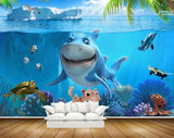 Avikalp MWZ2086 Smiling Shark Fishes Water Icerberg Underwater Ocean Turtle Tortoise Octopus HD Wallpaper