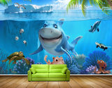 Avikalp MWZ2086 Smiling Shark Fishes Water Icerberg Underwater Ocean Turtle Tortoise Octopus HD Wallpaper