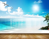 Avikalp MWZ2087 Island Beach Sea Palm Tree Leaves Birds Sun Clouds HD Wallpaper