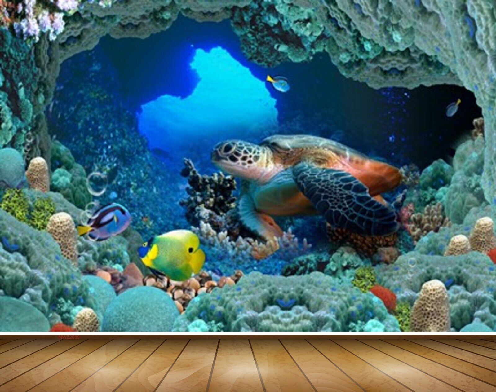 Avikalp MWZ2089 Tortoise Fishes Stones Sea Underwater HD Wallpaper