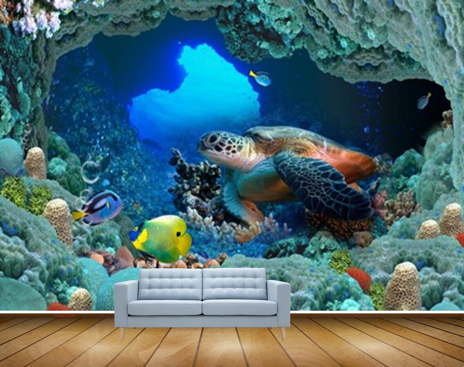 Avikalp MWZ2089 Tortoise Fishes Stones Sea Underwater HD Wallpaper