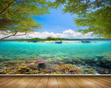 Avikalp MWZ2101 Sea Trees Fishes Anemones Boats Island HD Wallpaper