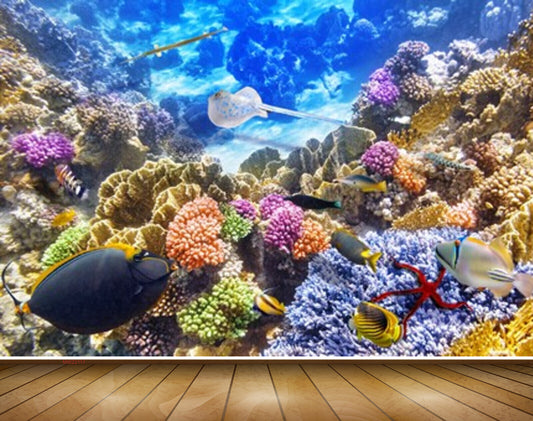 Avikalp MWZ2117 Sea Fishes Anemones Sharks Starfish Underwater Ocean HD Wallpaper