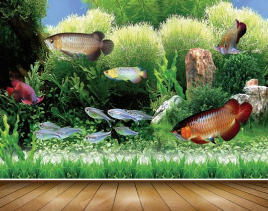 Avikalp MWZ2124 Sea Fishes Plants Green Grass Underwater Ocean HD Wallpaper