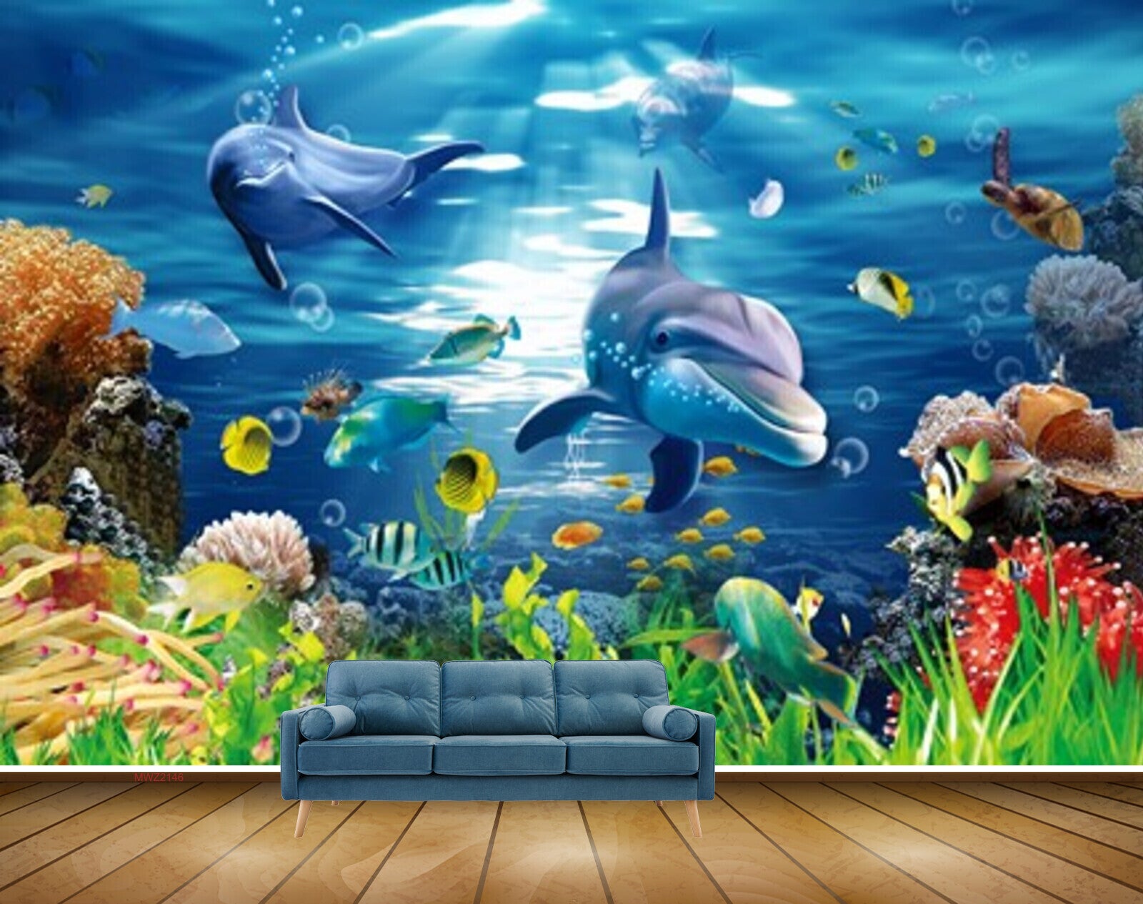 Avikalp MWZ2146 Sea Fishes Whales Plants Anemones Dolphins Underwater Water HD Wallpaper