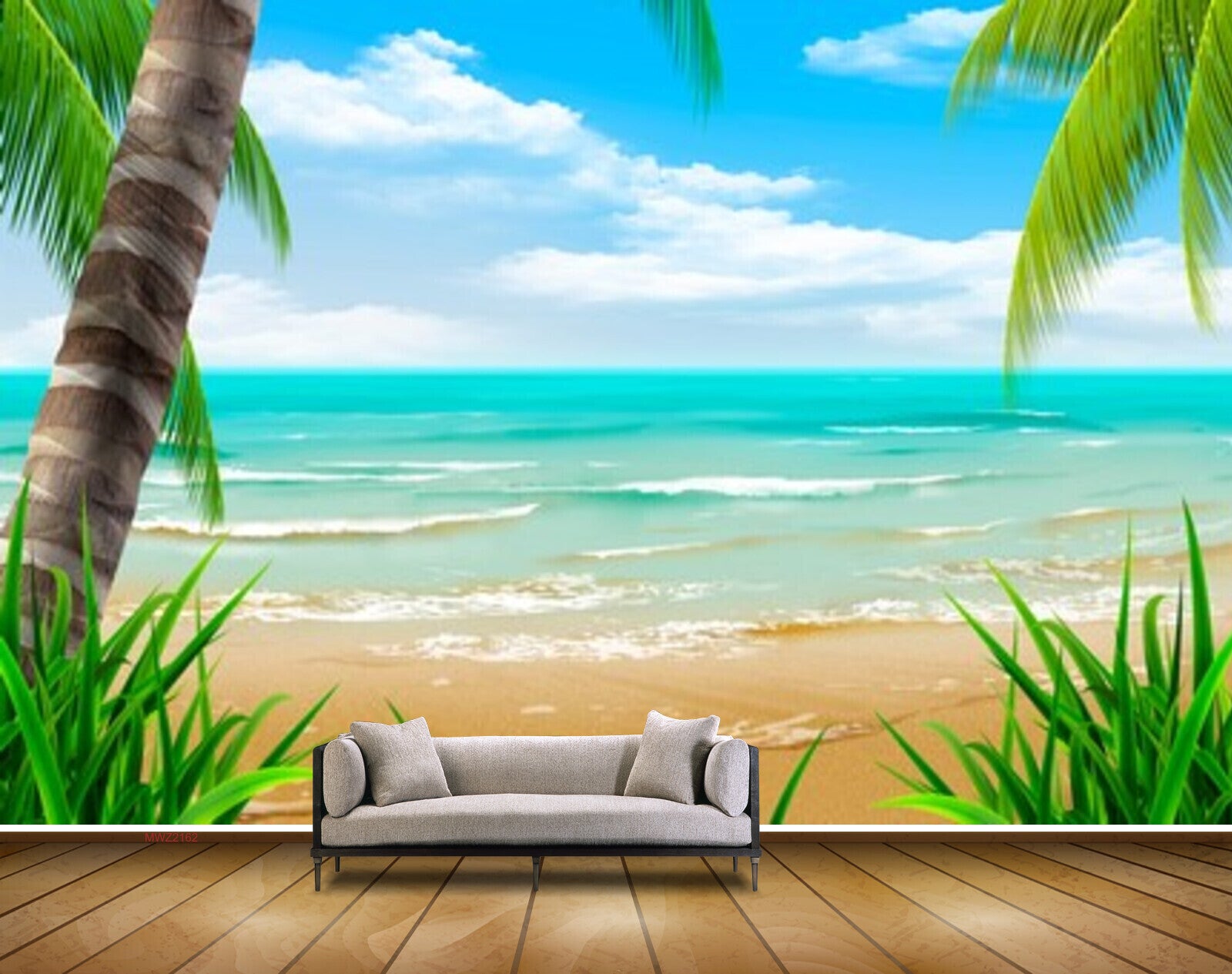 Wallpaper HD Beautiful Sandy Beach Sea View Beach Coconut Trees 3D