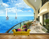 Avikalp MWZ2165 Beach Boats Birds House Plants Chairs Water Ocean HD Wallpaper