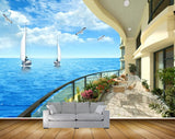 Avikalp MWZ2165 Beach Boats Birds House Plants Chairs Water Ocean HD Wallpaper