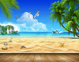 Avikalp MWZ2172 Beach Trees Birds Starfishes Stones Boat Clouds Sea Mountain Sand Water Ocean Island HD Wallpaper