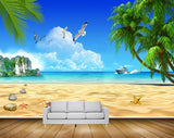 Avikalp MWZ2172 Beach Trees Birds Starfishes Stones Boat Clouds Sea Mountain Sand Water Ocean Island HD Wallpaper