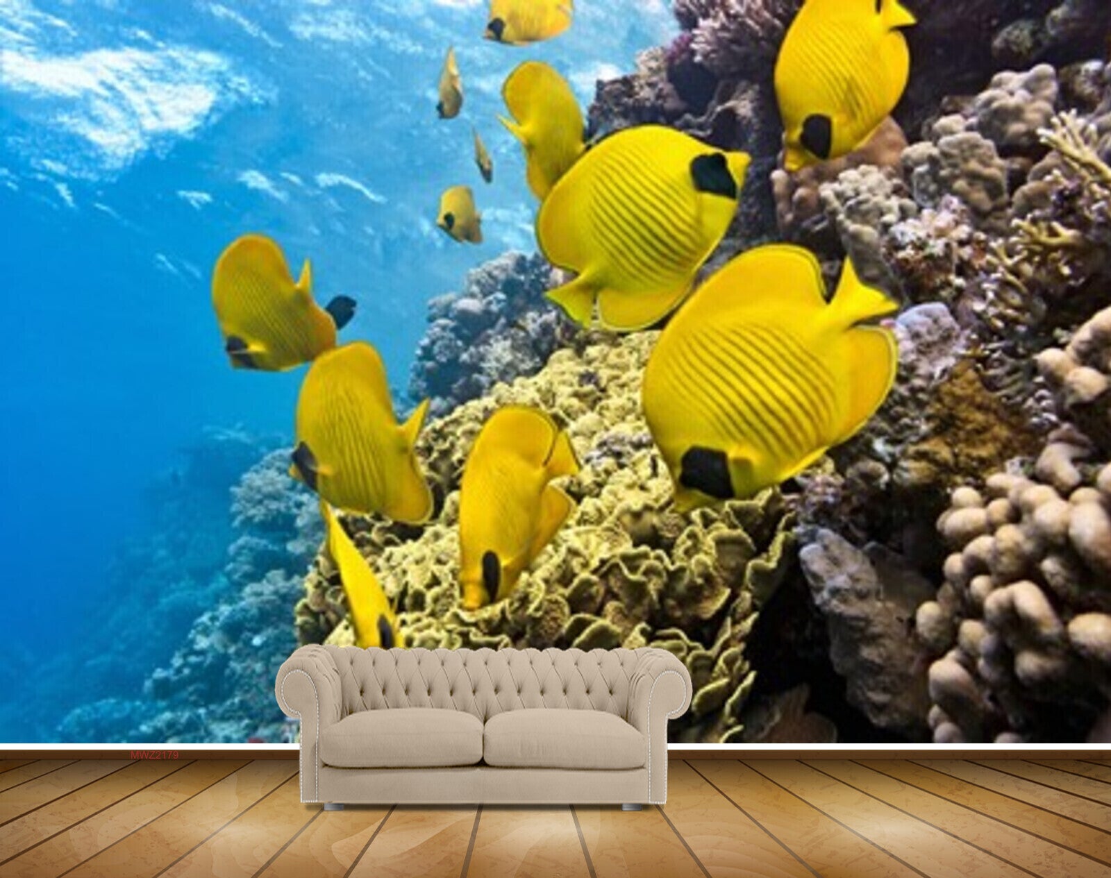 Avikalp MWZ2179 Sea Yellow Fishes Stones Underwater Water Ocean HD Wallpaper