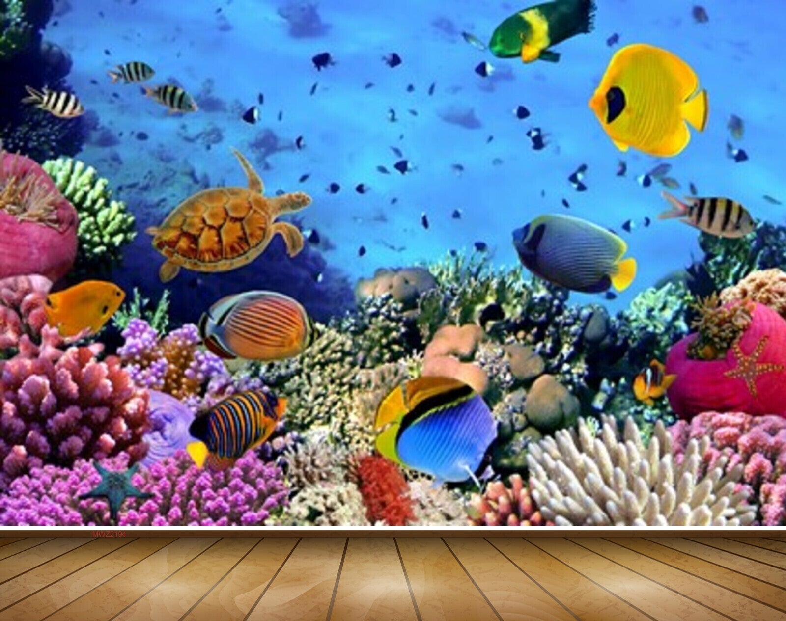 Avikalp MWZ2194 Sea Fishes Tortoise Anemones Stones Underwater Ocean Water HD Wallpaper