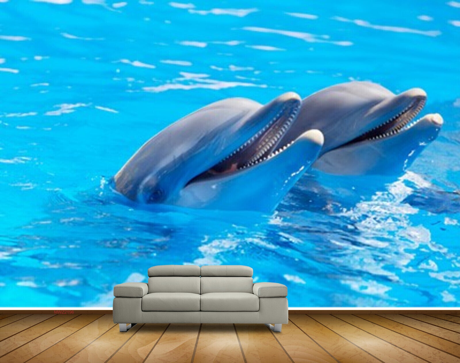 Avikalp MWZ2196 Blue Sea Dolphins Water HD Wallpaper