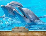 Avikalp MWZ2197 Blue Sea Dolphins Water HD Wallpaper