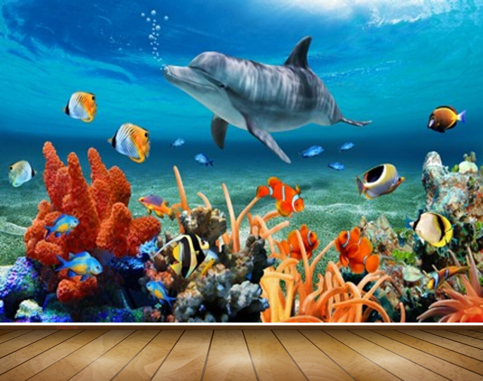 Avikalp MWZ2198 Sea Fishes Dolphins Anemones Underwater Water Ocean HD Wallpaper