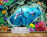 Avikalp MWZ2203 Sea Dolphins Fishes Anemones Bubbles Underwater Water Ocean HD Wallpaper