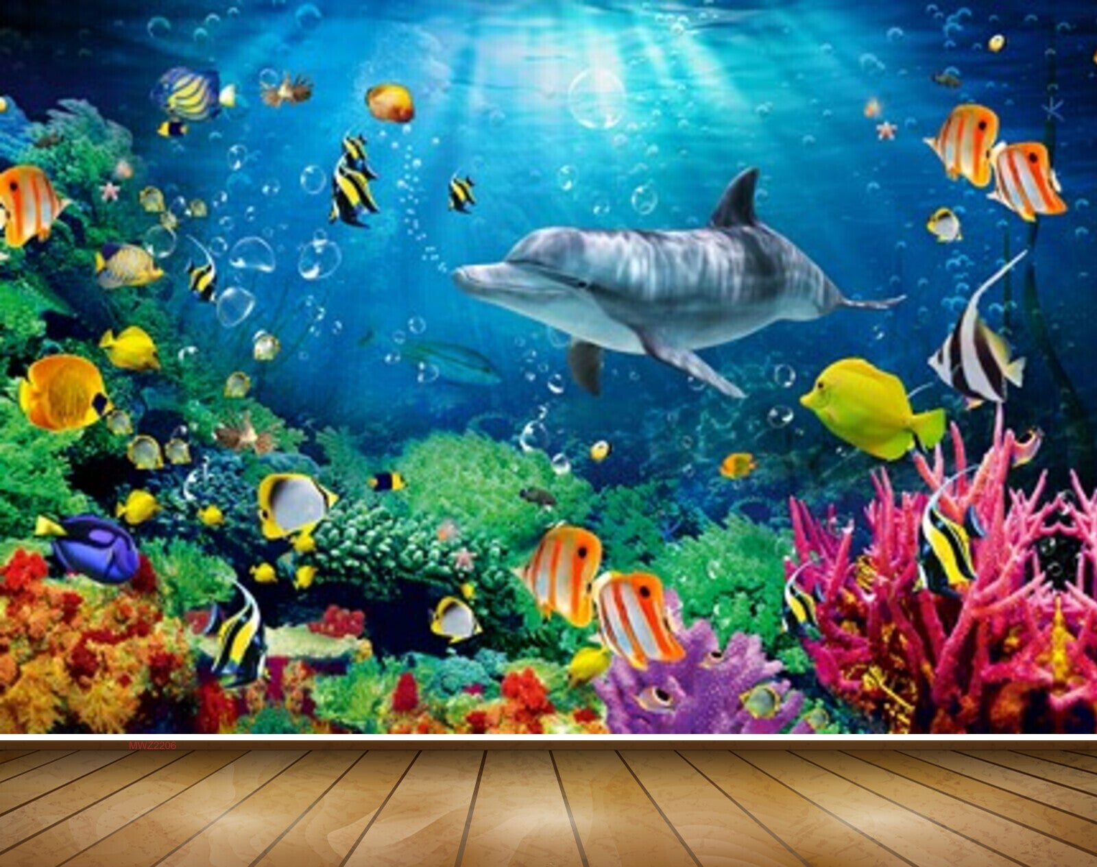 Avikalp MWZ2206 Sea Dolphins Fishes Plants Anemones Underwater Water Ocean HD Wallpaper