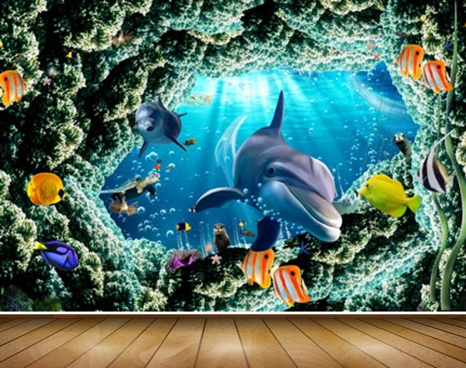 Avikalp MWZ2208 Sea Fishes Dolphins Underwater Water Ocean HD Wallpaper