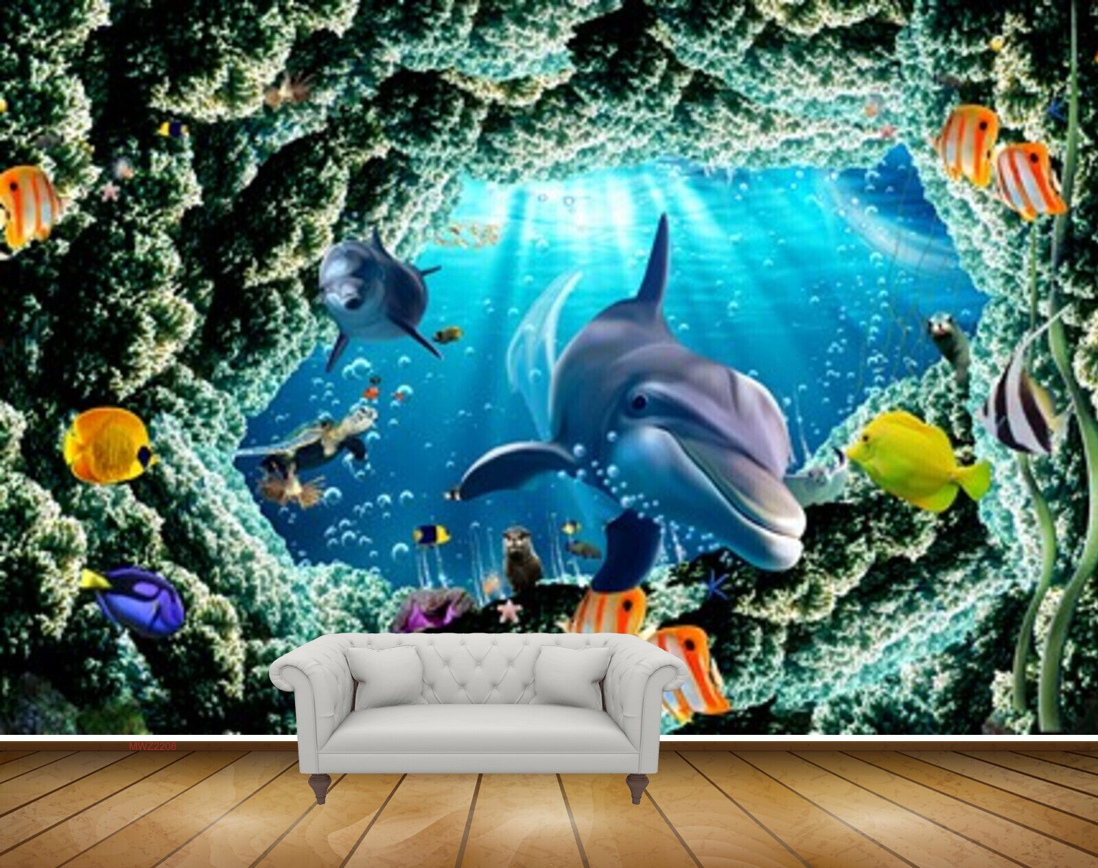 Avikalp MWZ2208 Sea Fishes Dolphins Underwater Water Ocean HD Wallpaper