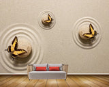 Avikalp MWZ2210 Sand Butterflies Stones HD Wallpaper