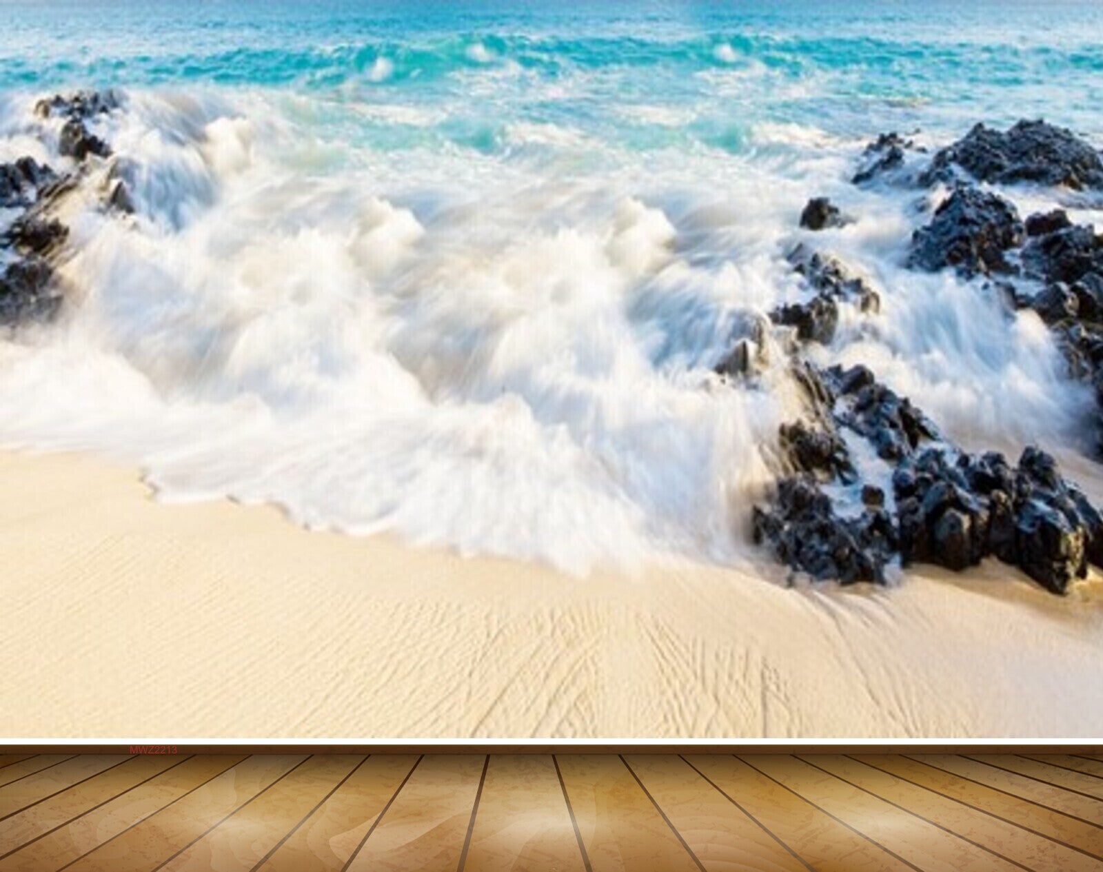 Avikalp MWZ2213 Beach Waves Stones Sand Water Ocean HD Wallpaper