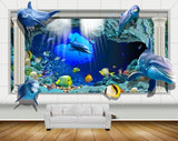 Avikalp MWZ2242 Sea Dolphins Fishes Stones Walls Turtle Underwater Water Ocean HD Wallpaper