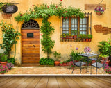 Avikalp MWZ2259 Trees Wooden Door Plants Pots Chairs Window Name Plates Background HD Wallpaper