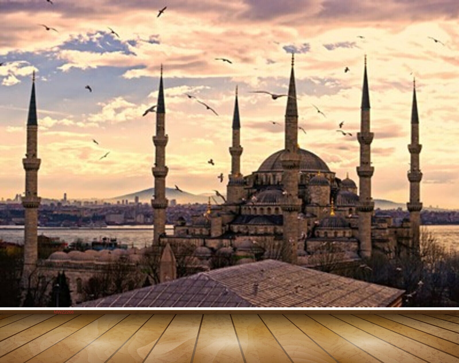 Avikalp MWZ2266 Mosque Birds Mountains Clouds HD Wallpaper