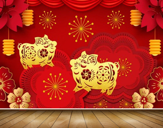 Avikalp MWZ2300 Yellow Animals Red Flowers Lamps HD Wallpaper