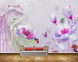 Avikalp MWZ2320 Pink Green Fishes Flowers Butterflies HD Wallpaper