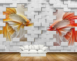 Avikalp MWZ2325 Yellow Red Fishes Blocks HD Wallpaper