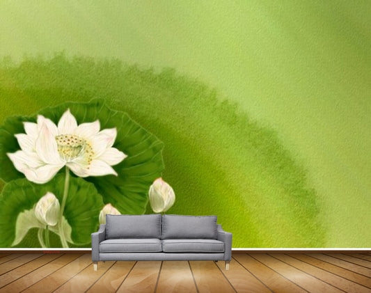 Avikalp MWZ2335 White Lotus Flowers Leaves Pond HD Wallpaper