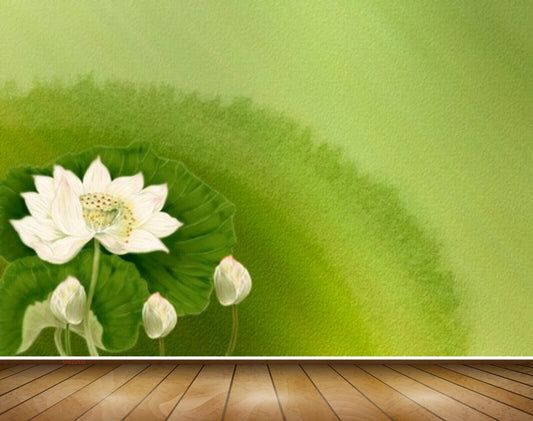 Avikalp MWZ2335 White Lotus Flowers Leaves Pond HD Wallpaper