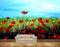 Avikalp MWZ2350 Red White Flowers Grass Sky Painting HD Wallpaper