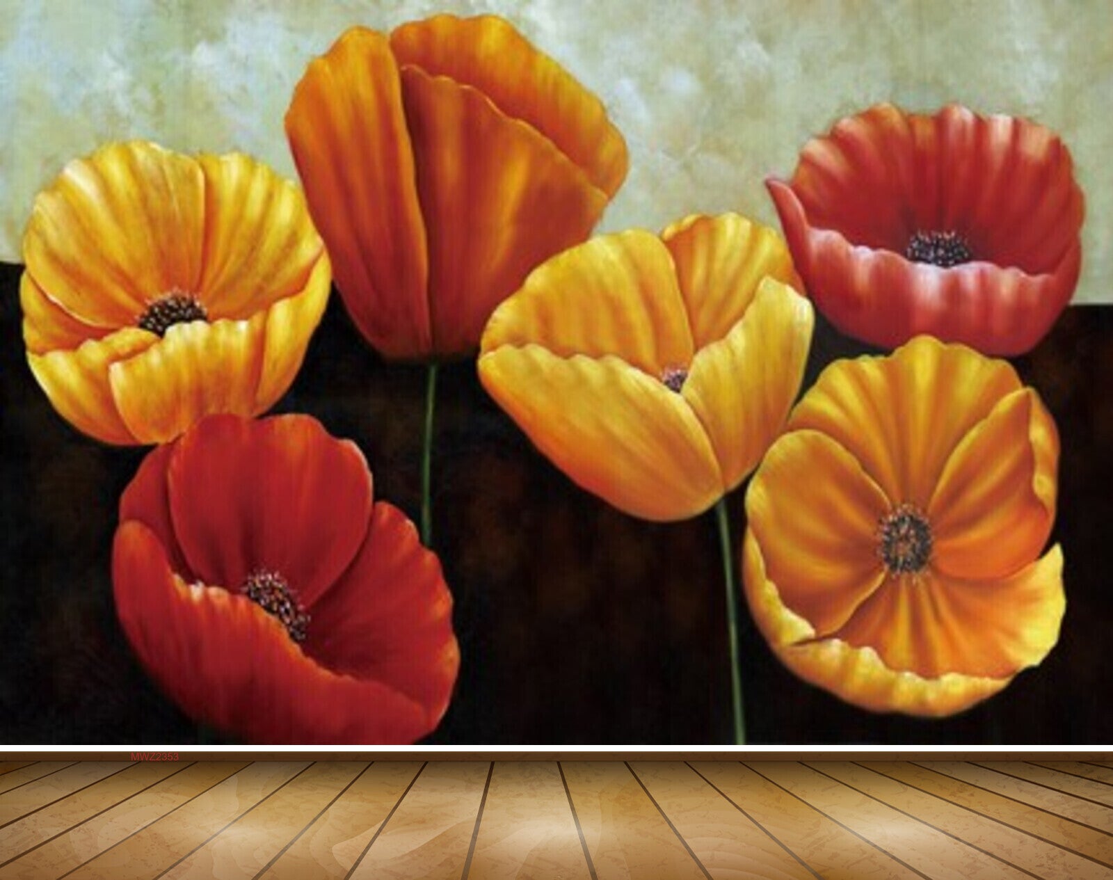 Avikalp MWZ2353 Red Yellow Orange Flowers HD Wallpaper