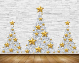 Avikalp MWZ2363 Golden Stars Christmas Trees HD Wallpaper