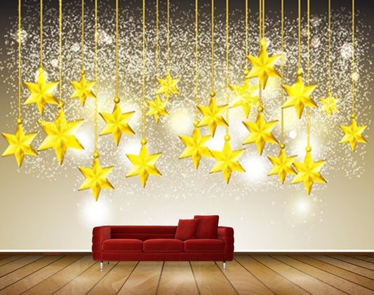 Avikalp MWZ2364 Golden Hanging Stars HD Wallpaper