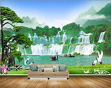 Avikalp MWZ2377 Waterfalls Trees Cranes Boat Pond River Lake Water Mountains Flowers Grass Stones Frame HD Wallpaper