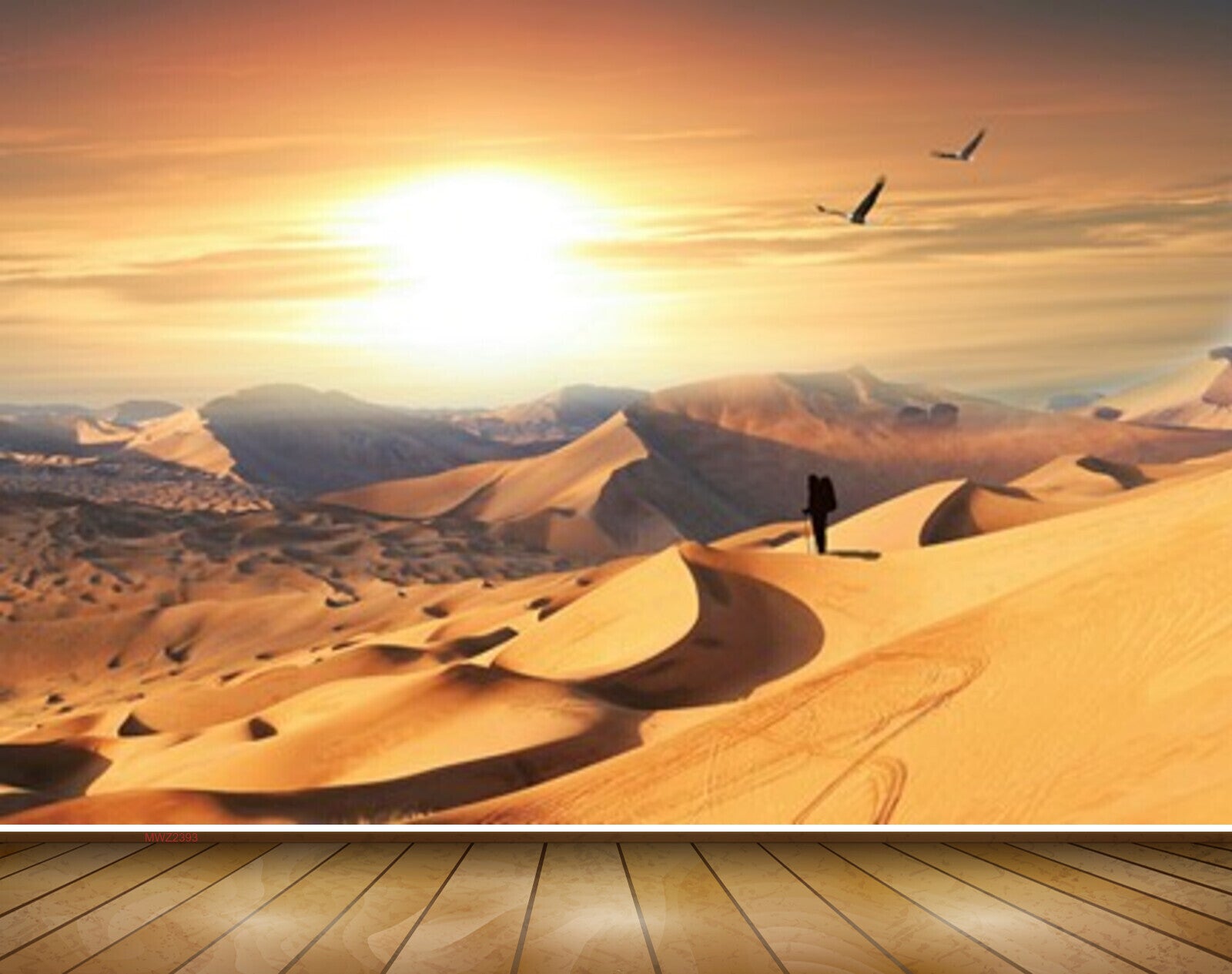 Avikalp MWZ2393 Sun Sandy Man Mountains Birds HD Wallpaper