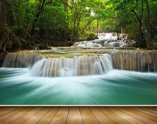 Avikalp MWZ2402 Waterflow Trees Stones Forest Waterfall HD Wallpaper