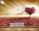 Avikalp MWZ2415 Sun Red Leaves Heart Trees Fantasy HD Wallpaper