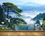 Avikalp MWZ2477 Mountains Birds Trees Cranes Flowers Clouds HD Wallpaper